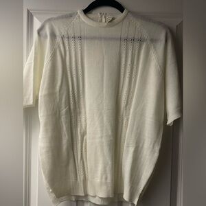 Helen White Knit Top Short Sleeves Shirt Sz XS